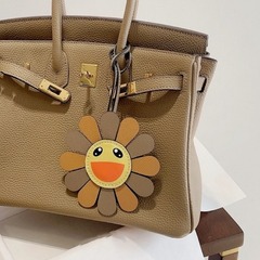 2024新款手工真皮牛皮太陽花笑臉包包掛件可愛彩虹小雛菊車載掛飾