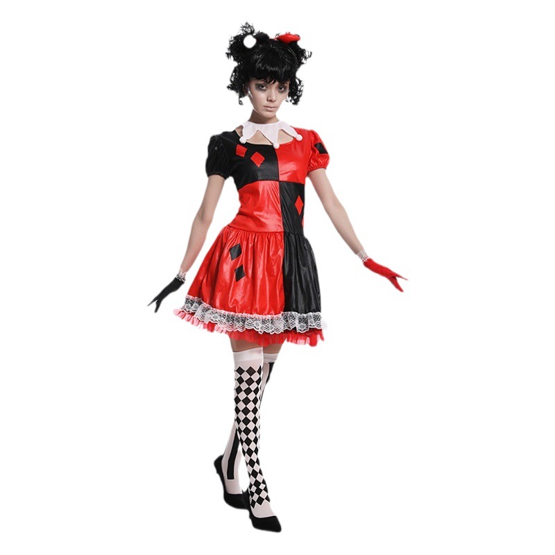 Halloween adulto grande de las mujeres del corazón rojo payaso Cosplay traje etapa rendimiento partido ropa distribución al por mayor