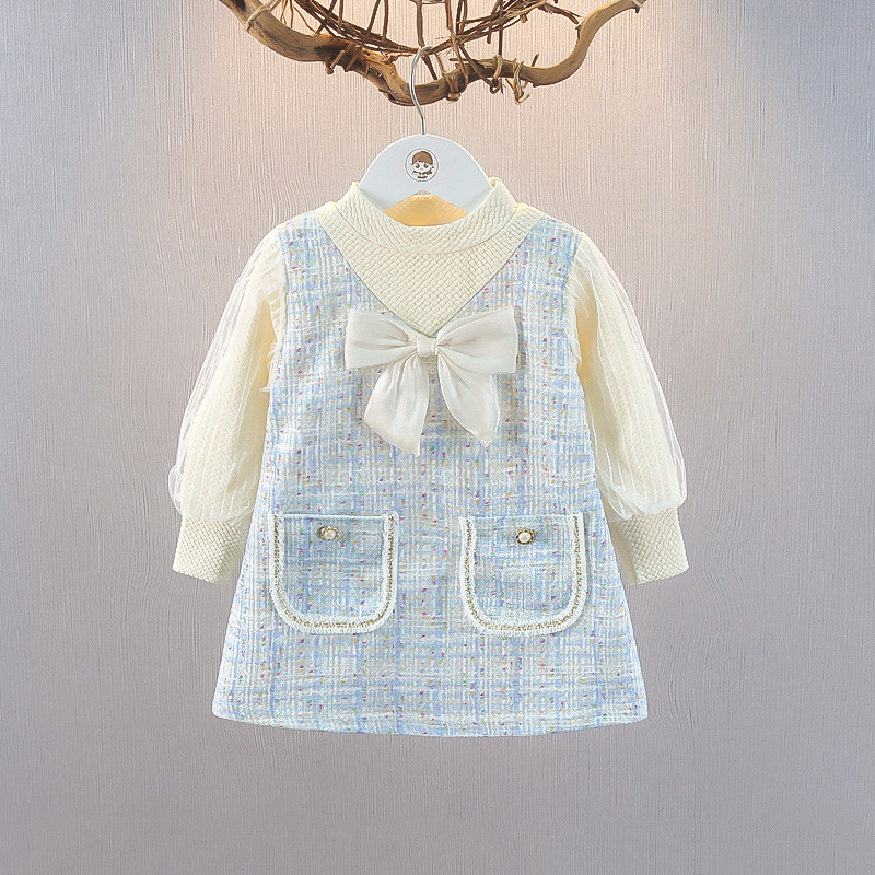 Vestido de Manga Larga para Bebé Niña, Estilo Occidental con Diseño de Princesa - Ropa de Salida de Primavera