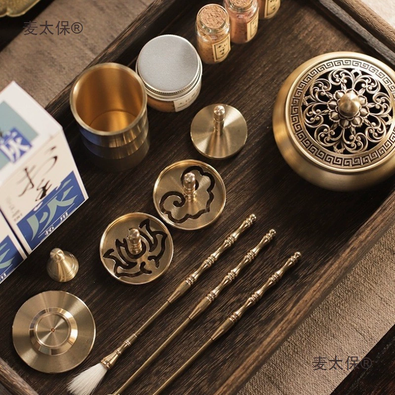 Набор для благовоний из чистой меди, пресс для благовоний, курильница для благовоний, бытовой порошок для благовоний, форма для печати благовоний, изготовитель печатей для благовоний Metabo