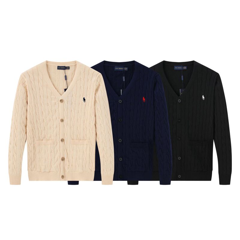 New RL Pony Mark Paul Men's Cashmere Sweater Twist Button Cardigan Business Casual Knitwear Sweater Men