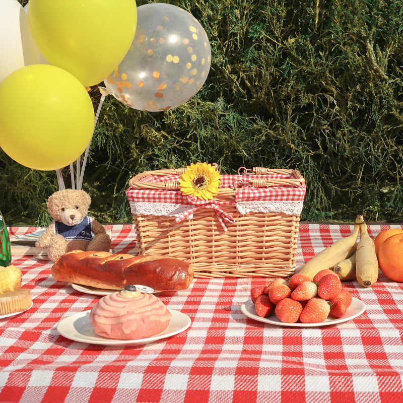 Cesta de picnic de mimbre tejida ins cesta de mano cesta de almacenamiento de ratán cesta de frutas de regalo cesta de almacenamiento de compras tejida