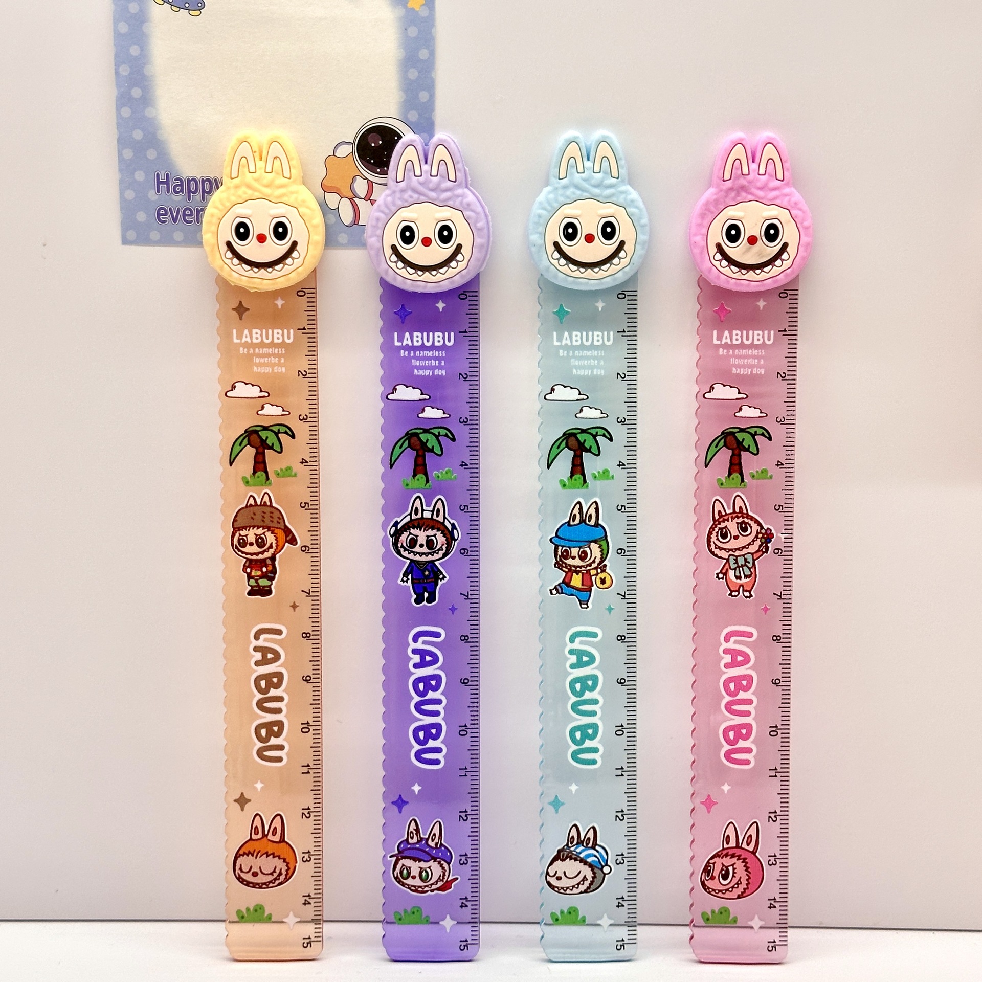 9728A regla de silicona 15cm regla dura de color para estudiantes de papelería cartografía regla de dibujos animados transparente