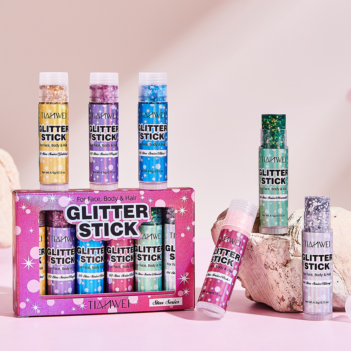 Cross-Border Wholesale Hot-Selling Glitter Stick for Face, Eyes, Hair, Body, Stage Makeup, Gel Glitter Stick, Body Glitter Paste