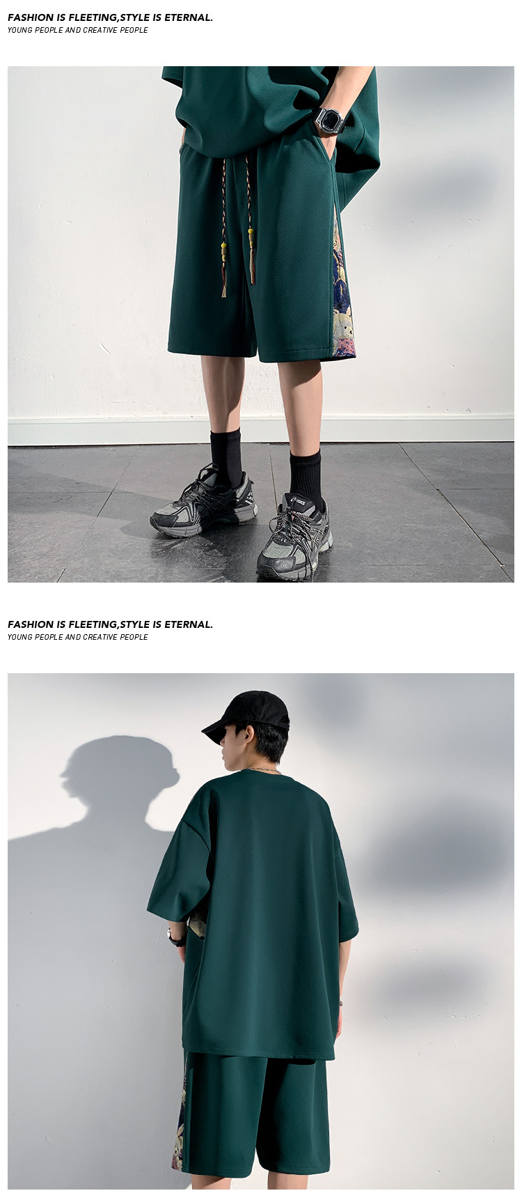 Ensemble homme style chinois t-shirt et short décontracté été_voghion.com