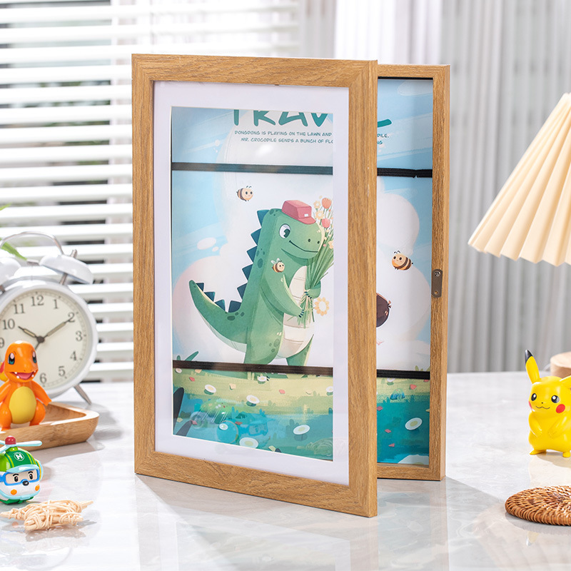 Flip-Top Photo Frame, Children's Art Magnetic Storage Frame, 6inch 8inch A4A3 Display Storage Frame Display Stand DIY