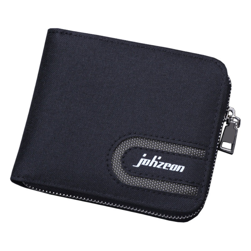 Cremallera lienzo cartera de los hombres corto retro personalidad moda cartera Oxford paño estudiante simple moda marca multi-Tarjeta posición estilo japonés