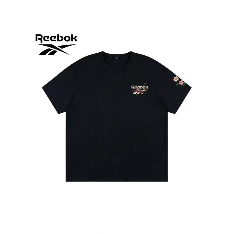 Reebok Classic Pure Cotton Loose Fit Versatile Retro Floral Embroidery-Look Casual Short-Sleeve T-Shirt
