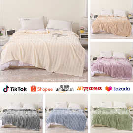 跨境速卖通亚马逊泡泡绒毯子纯色空调午睡小毯子办公室法兰绒毛毯