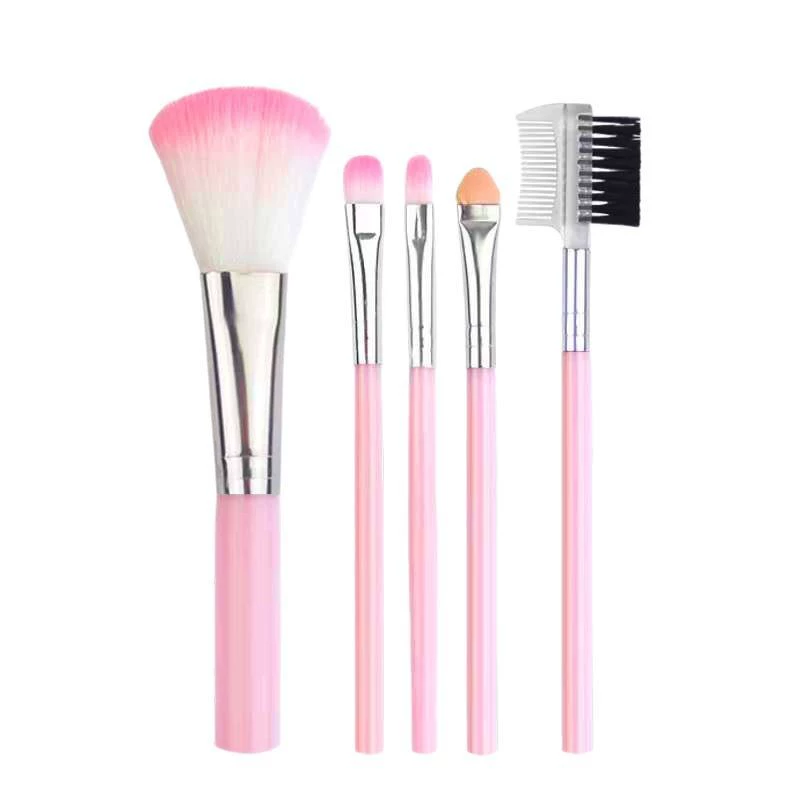 Handheld brush, fuchsia face blush for makeup, 5 pieces, (Physicals)
