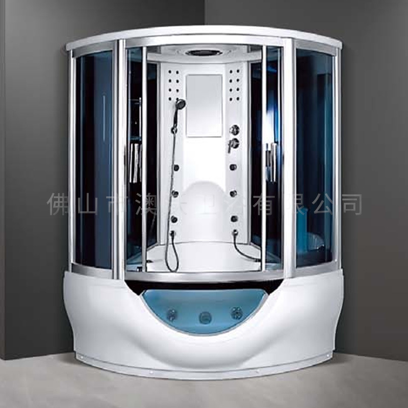 Sala de ducha en forma de abanico con bañera, sala de vapor con pedal, sala de ducha integral, sala de sauna con ducha de vapor integrada