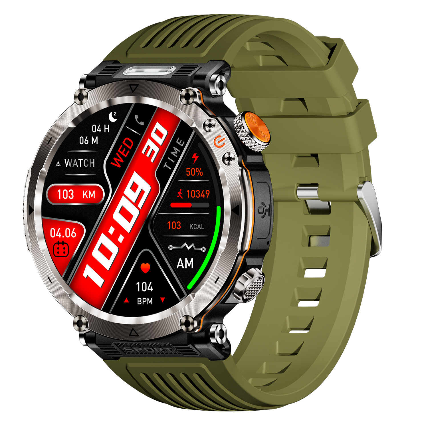 Smartwatch nuovo prodotto per sport all'aria aperta, impermeabile, chiamate Bluetooth, ampio schermo da 1,7", indicatore di frequenza cardiaca e saturazione di ossigeno nel sangue, luce LED._voghion.com