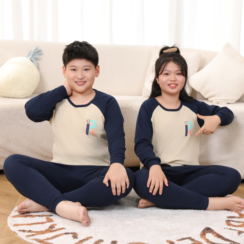 太った男の子の秋の服の秋のズボンのスーツの純綿の大きい子供のパジャマの女の子は太って大きいサイズの綿のセーターの子供の下着をプラスします。|undefined