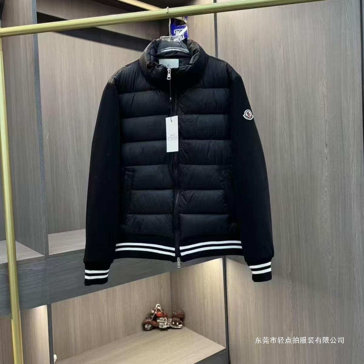 European Style Men's down Jacket Trendy Wool Knit Sleeve Fashion Simple Stand Collar Jacket Coat