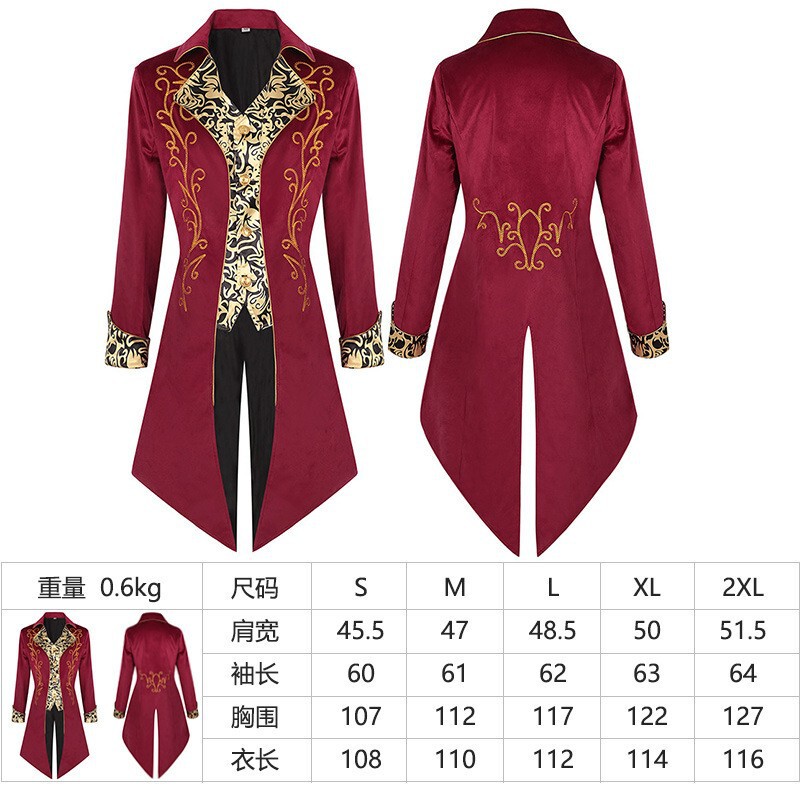 Amazon メンズ スチームパンク 中世ジャケット ゴシック ヴィクトリア朝時代 フロック コート 制服|undefined