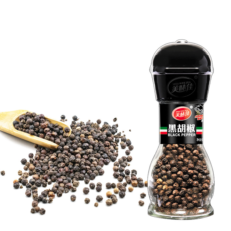 Delicious Black Pepper with Grinder Bottle 35g, Freshly Ground and Used on the Spot