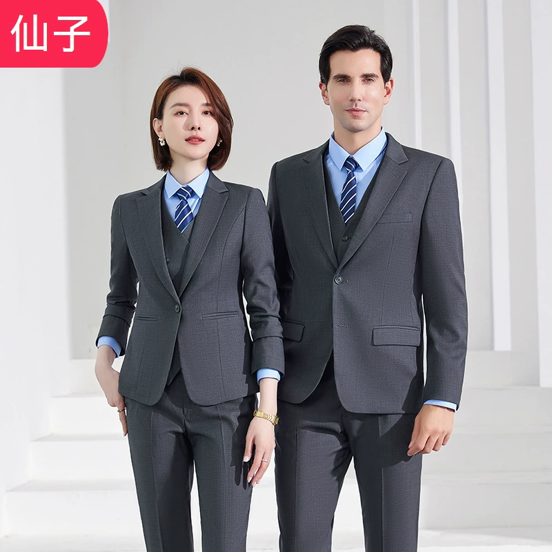Big red groom and best man wedding suit dress insurance gray men's business two-button suit suit autumn