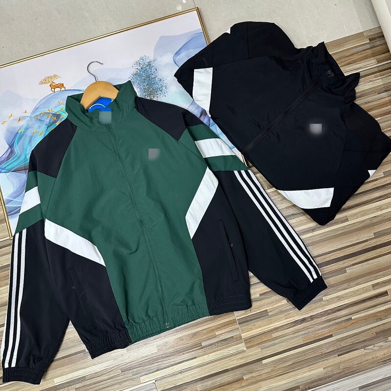 Three Leaves 25SS Spring and Autumn Thin Men's and Women's Collar AD Jacket Coat Loose Embroidered Color-block Sports Windbreaker Three Leaves 25SS Spring and Autumn Thin Men's and Women's Collar AD Jacket Coat Loose Embroidered Color-block Sports Windbreaker