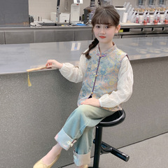 女童汉服2025新款春装儿童洋气时髦新中式国风两件套女孩春秋套装