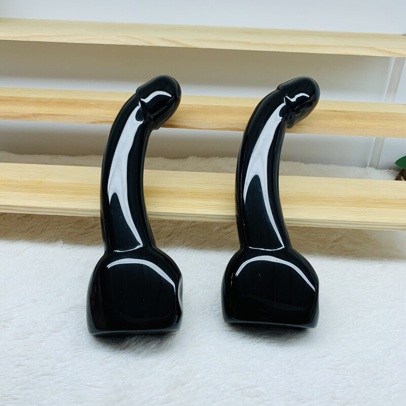 天然黑曜石雕刻打磨原石水晶按摩棒 图 6