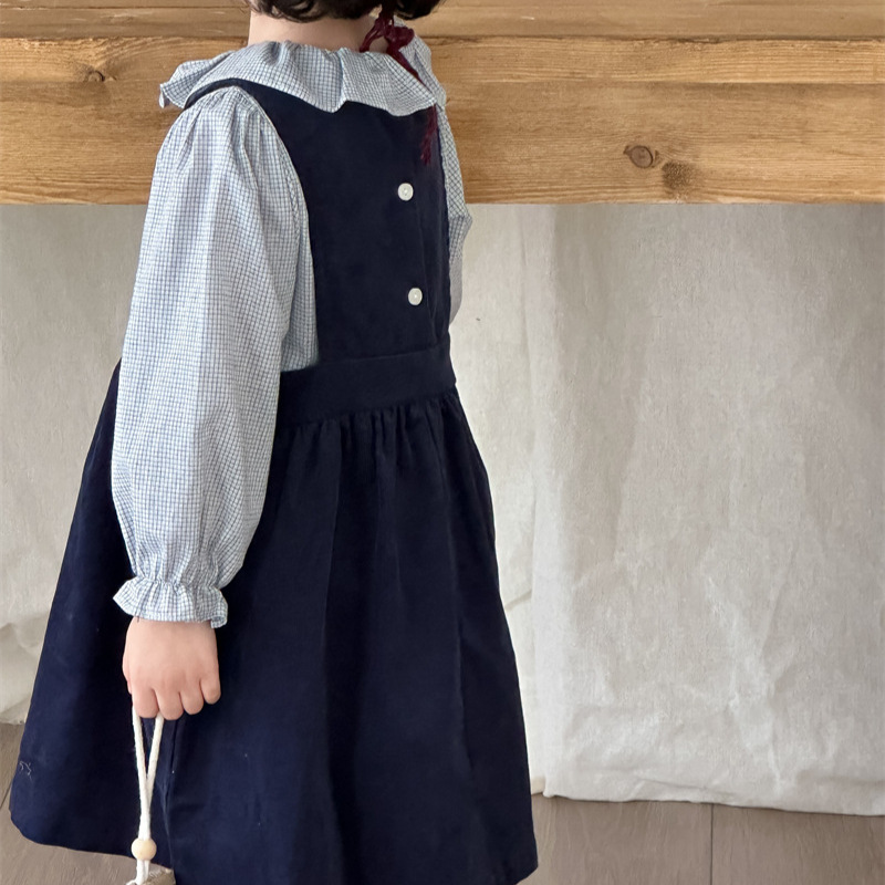 Xifan 25 Autumn New Children's Corduroy Vest Dress for Girls, Stylish and Versatile Dress
