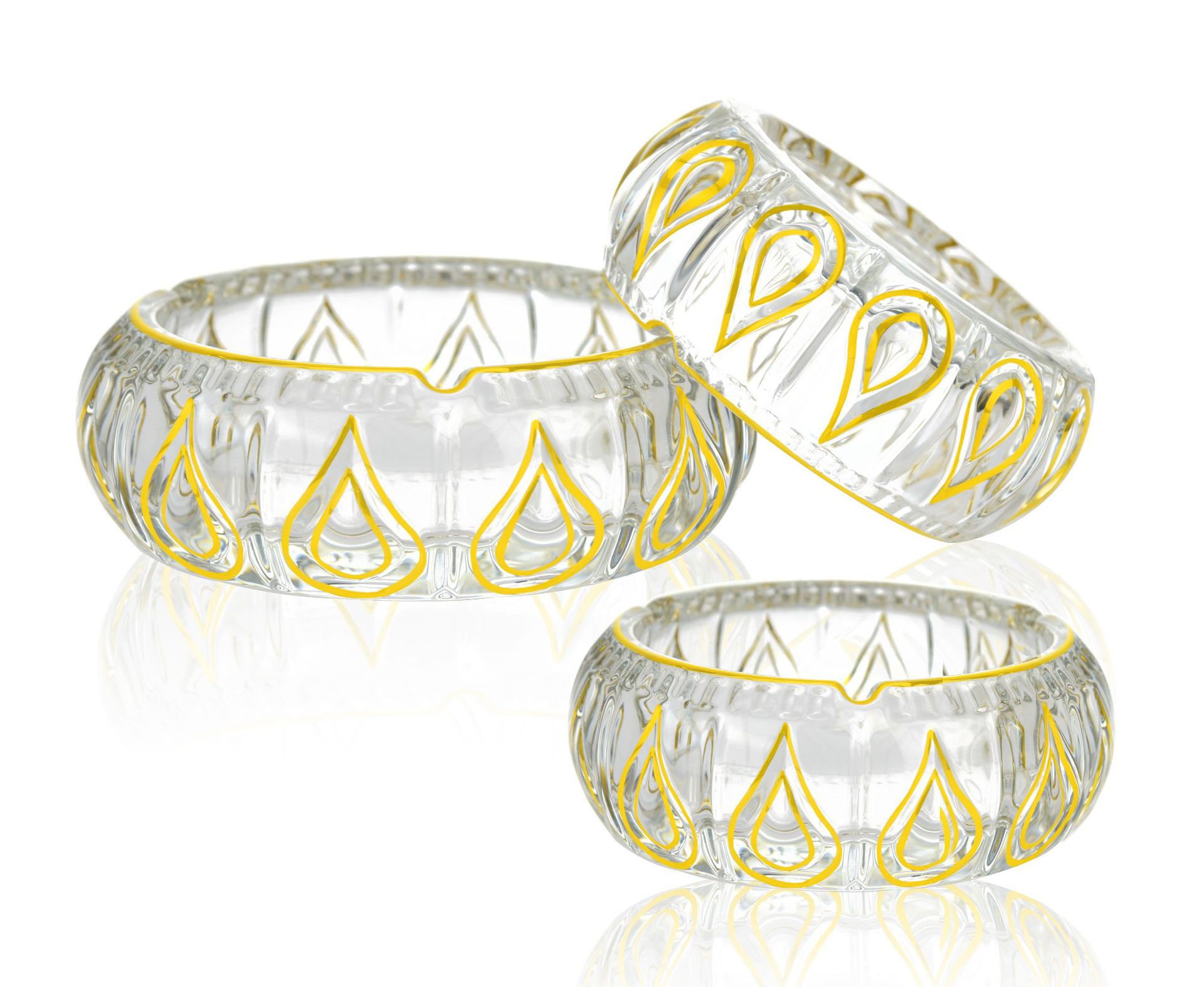 欧式轻奢水晶玻璃烟灰缸 古典创意描金水滴烟灰缸 家用个性烟灰缸