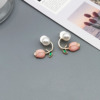 new pattern Pink Flower 925 Silver needle Ear Studs summer fresh tulips Pearl Earrings wholesale personality Earrings