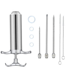 Turkey Injector 304 Stainless Steel BBQ Meat Marinating Syringe Injector Juice Needle Meat Injector