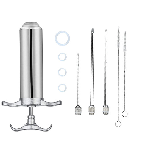 Turkey Injector 304 Stainless Steel BBQ Meat Marinating Syringe Injector Juice Needle Meat Injector