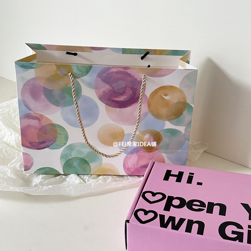 加厚彩色泡泡手提袋结实耐用洋气伴手礼包装纸袋玩具生日礼品袋