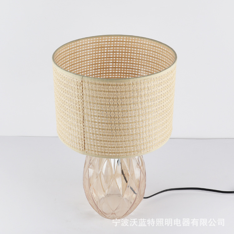 Fabricante de lámpara de paja lámpara de mesa de vidrio de venta directa hotel lámpara de mesa de decoración del hogar