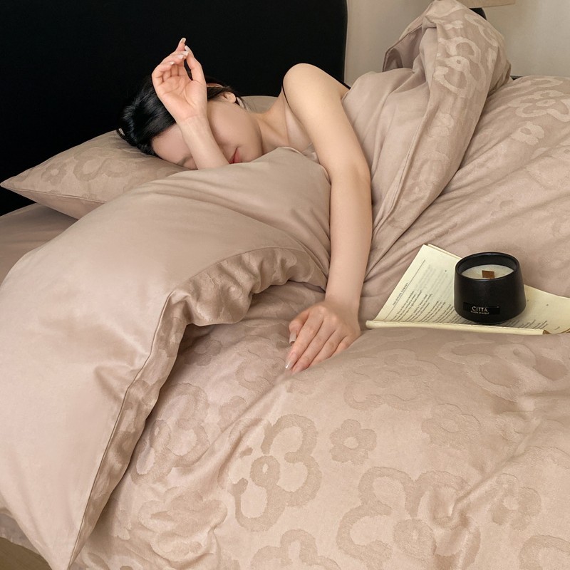 Luxurious All-cotton Jacquard Four-piece Bedding Set Soft Linen_voghion.com
