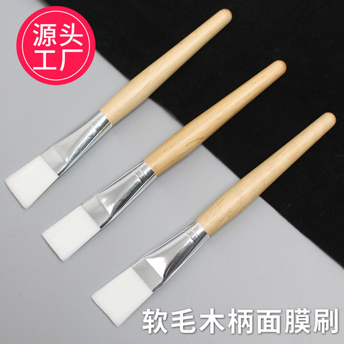 Beauty brush, wooden pole, facial mask brush, beauty tools, makeup brush, wooden pole, residual powder, blush, foundation, loose powder, beard brush