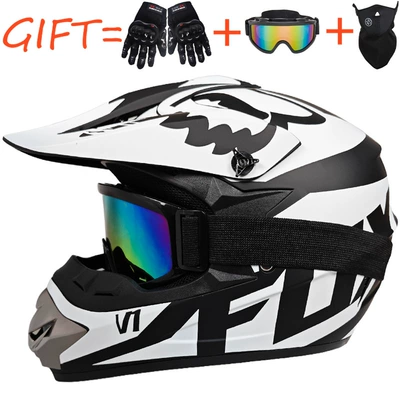 Motosiklet kaskı (dəbilqə) — Go-Kart Helmets, Electric Bike Helmets - yahai-white-f-comes-with-goggles-gloves-and-mask-s