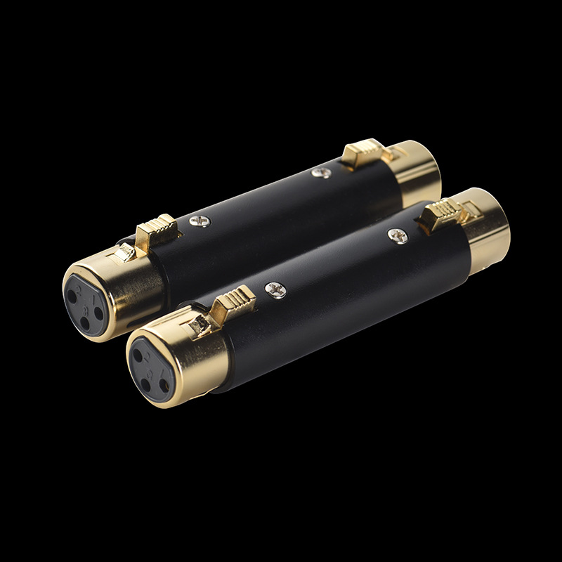 卡侬3芯母对母镀金插头金属外壳3芯卡农母转卡农母XLR音频转接头
