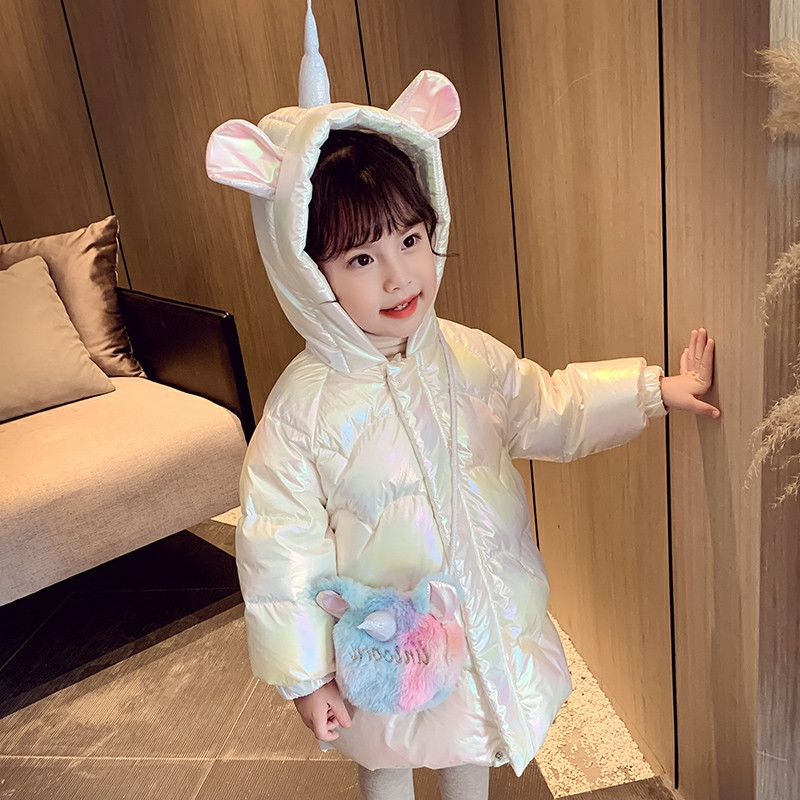 Abrigo de algodón acolchado de invierno para niñas bebé estilo occidental personalidad infantil marca de moda estilo coreano alas gruesas con capucha abrigo acolchado de algodón forrado de lana