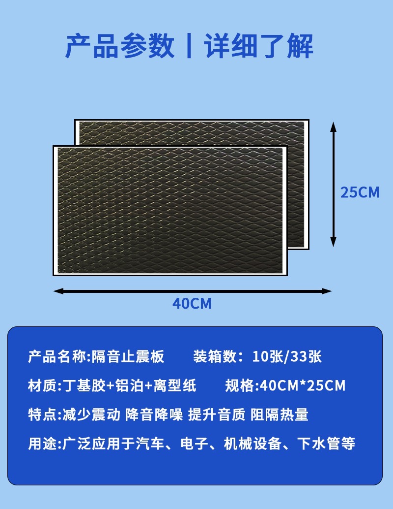 Dr. Sound Amazon Customized Car Sound Insulation and Shock-Absorbing Plate Car Modification Noise Reduction and Shock-Absorbing Car Silencer Damping Sheet