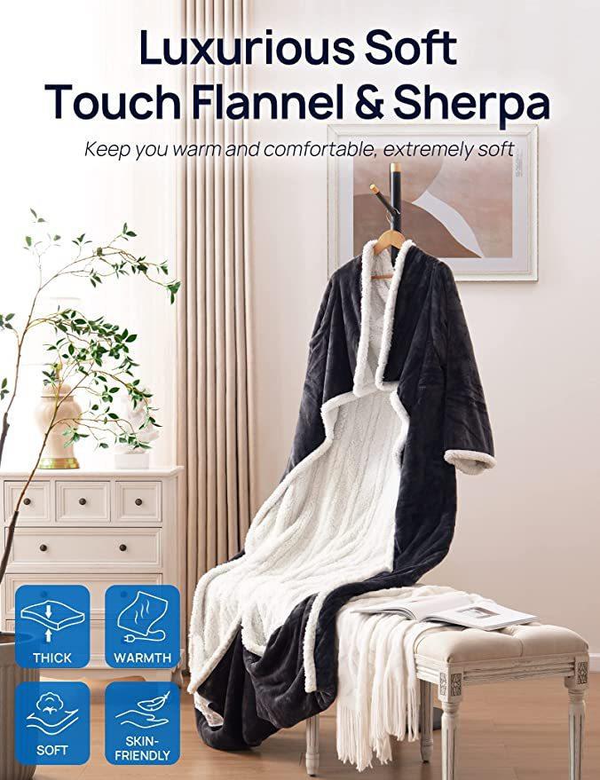 Elektriskā sildsega, valkājama sildsega ar piedurknēm, flaneļa un jēra elektriskā sildsega mājsaimniecībai_voghion.com