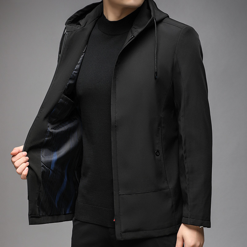 高檔帶帽夾克男士外套2022秋冬新款簡約爸爸裝夾克中年男外套上衣