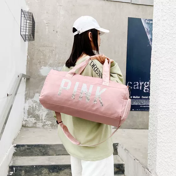 Gym bag new European and American long and short distance outdoor travel bag pink portable large capacity nylon waterproof shoes warehouse bag