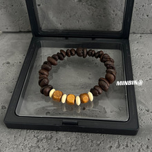 天然咖啡豆手串搭配百香籽椰子隔片男生女生都能戴的小众设计手串