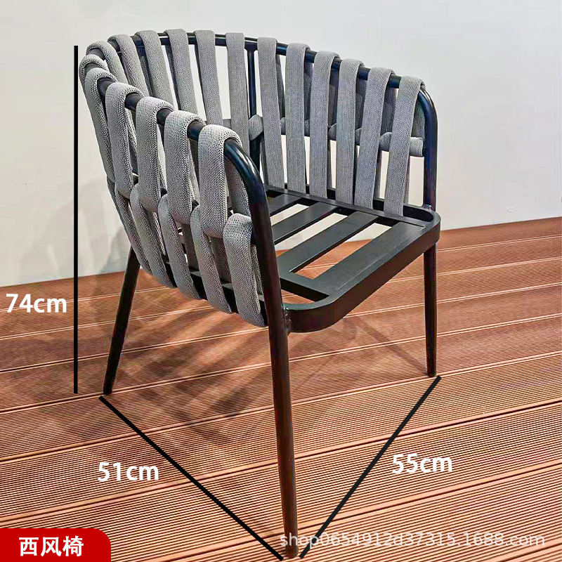 Aleación de aluminio al aire libre respaldo balcón silla de caña terraza patio silla de ocio al aire libre jardín villa patio silla de caña