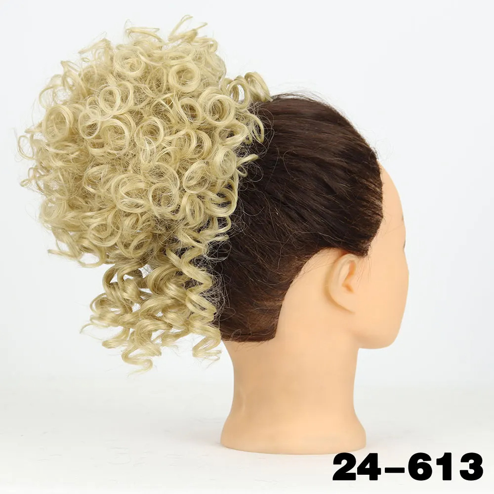 Damas rizadas peinadas europeas y estadounidenses desorden pequeño rollo fibra sintética peluca cuerda de dibujo adornamiento para el cabello