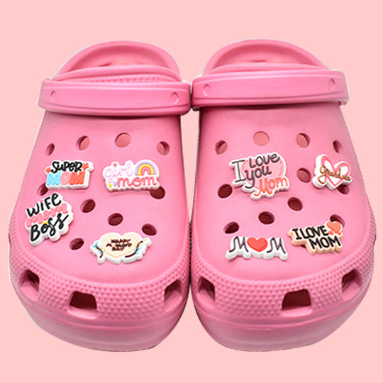 I Love Mom Mother's Day PVC Soft Plastic Drop Removable Decorative Cave Shoes Flower Shoe Buckle Cross-border DIY Accessories