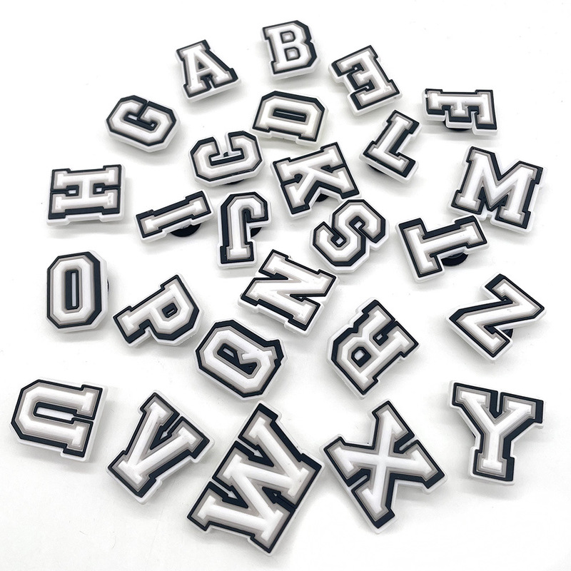 Black and white letter series hole shoes shoe buckle shoe flower PVC soft rubber shoe accessories jewelry Black and white letter series hole shoes shoe buckle shoe flower PVC soft rubber shoe accessories jewelry