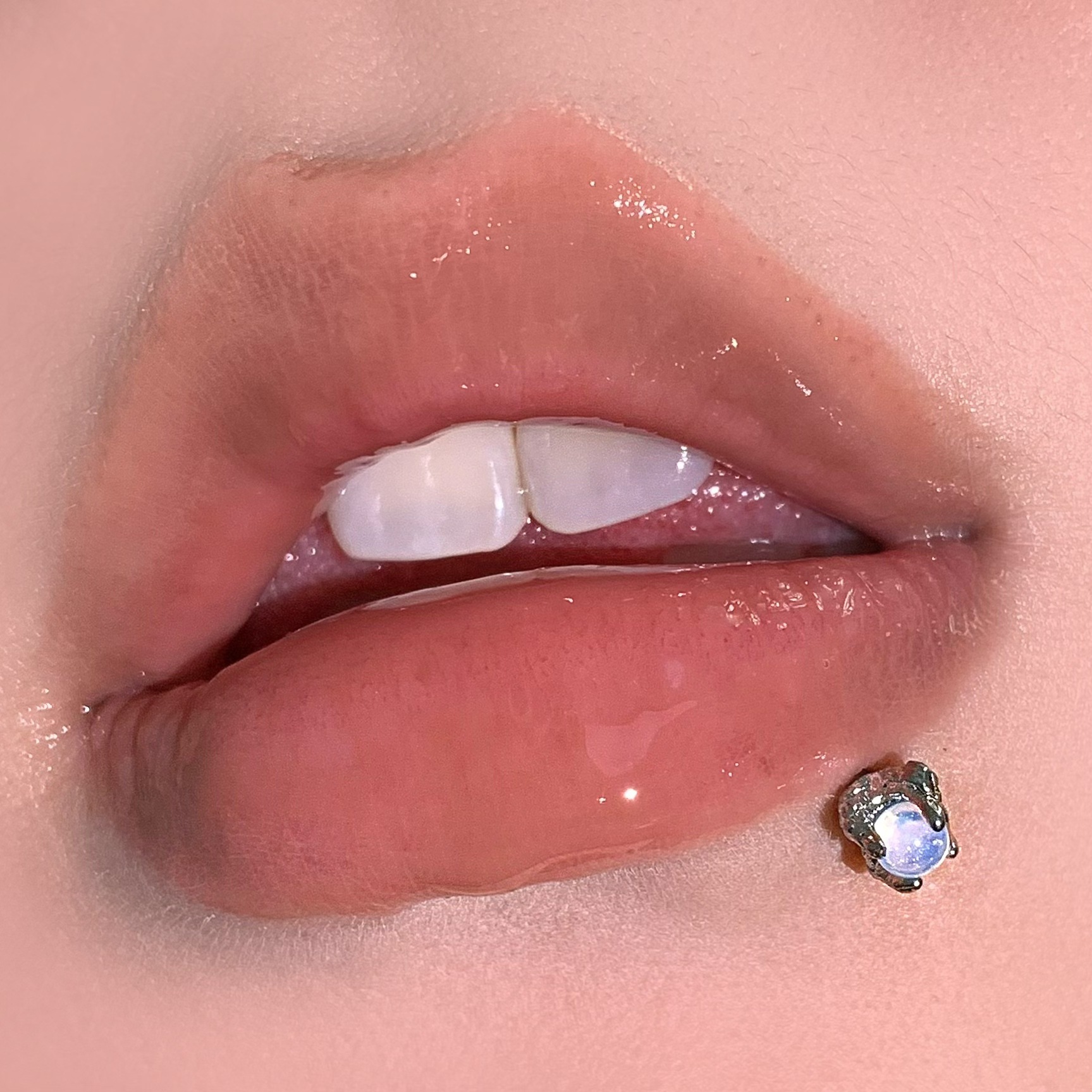Pointed labret stud close-up product detail