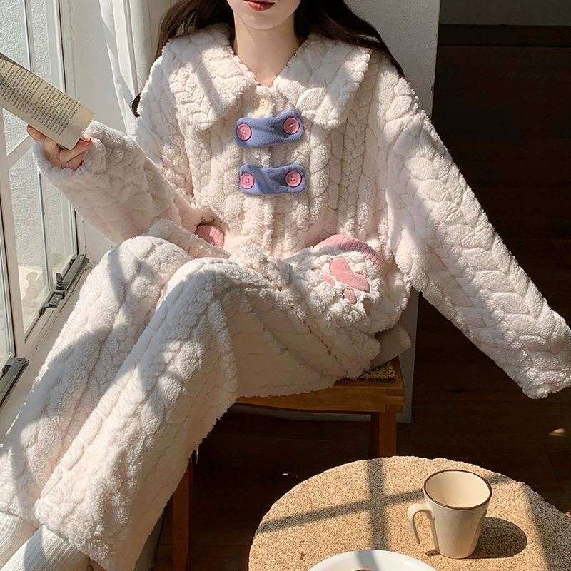 Пижама женский зимний новый жаккардовый бархатный кардиган с открытой грудью