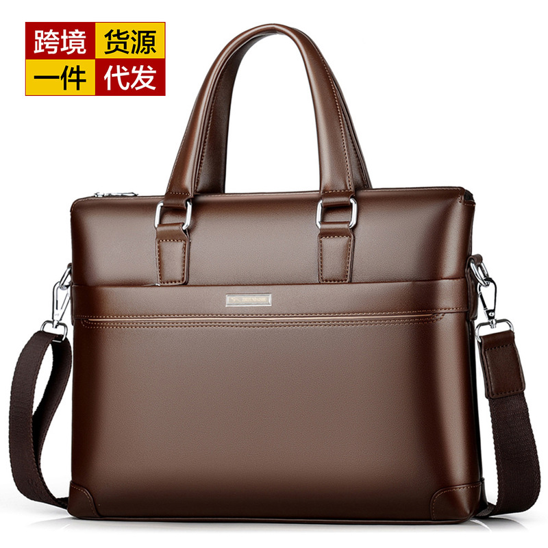 kangaroo computer bag leather bag men's business bag briefcase leather bag pu men's handbag portable 1801 cross-border supply