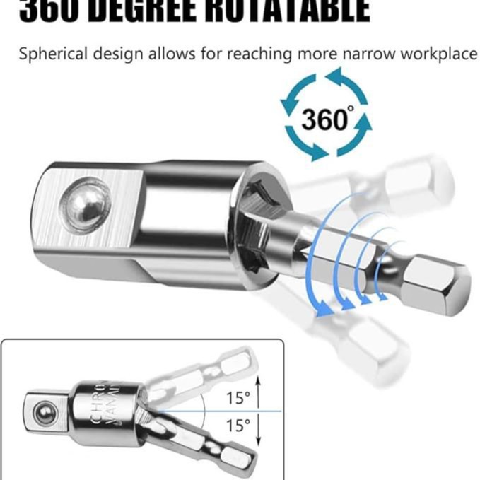 360 grados mango hexagonal giratorio cabeza cuadrada biela lote de aire giratoria llave de tubo 1/2 3/8 1/4 conector de conversión