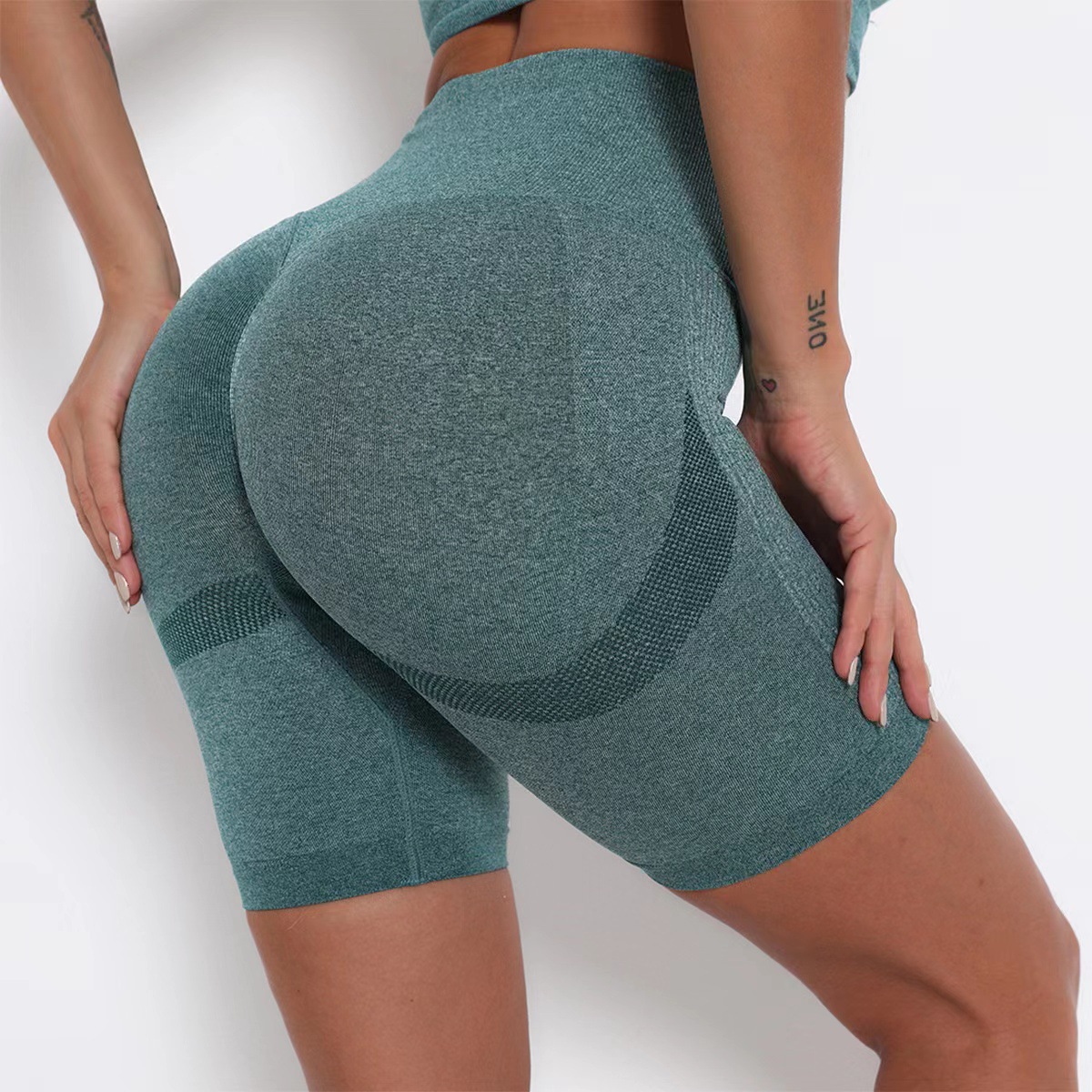 Europa y América Cross-Border Fitness Cinco puntos cintura alta elevación de cadera deportes de red de melocotón ajustado pantalones de calzado